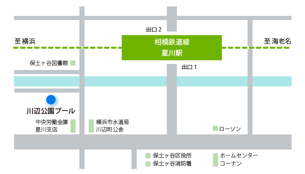 川辺公園プールへの地図