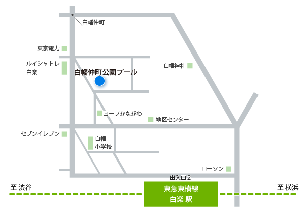 白幡仲町公園プールへの地図