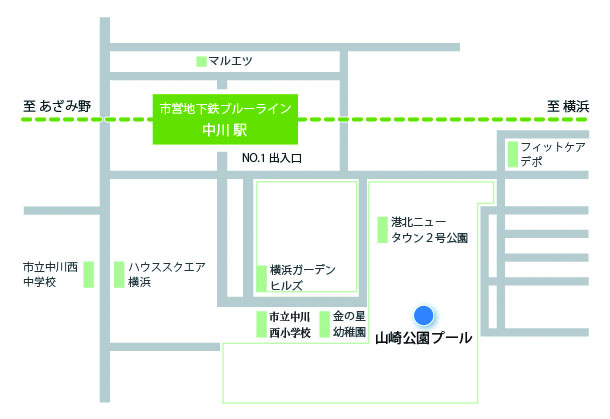 山崎公園プールへの地図